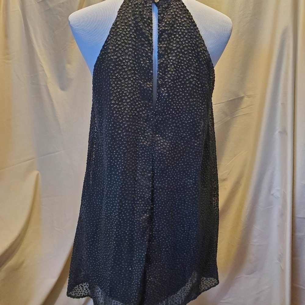 Zara TRF Black Metallic Gold Dot Print Velvet SZ L - Picture 3 of 8